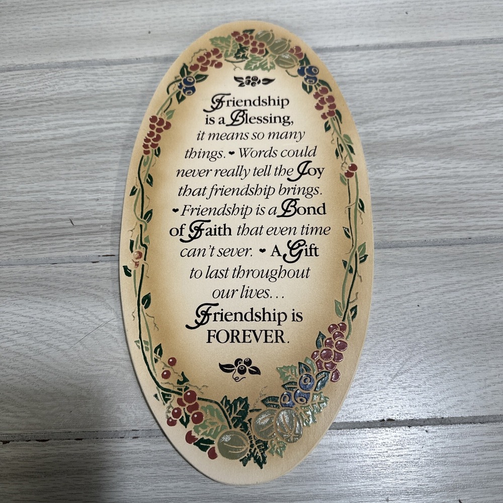 FAMILY CHRISTIAN STORES Wooden Friendship Wall Hanging‎ Plaque 12x6" Vintage